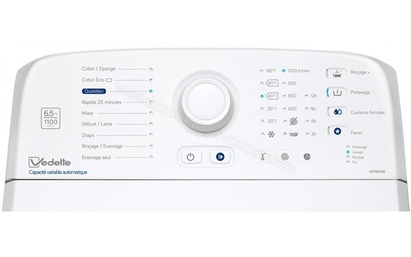 VEDETTE VDT6510B - Panneau de commandes (cr&eacute;dit : Darty)