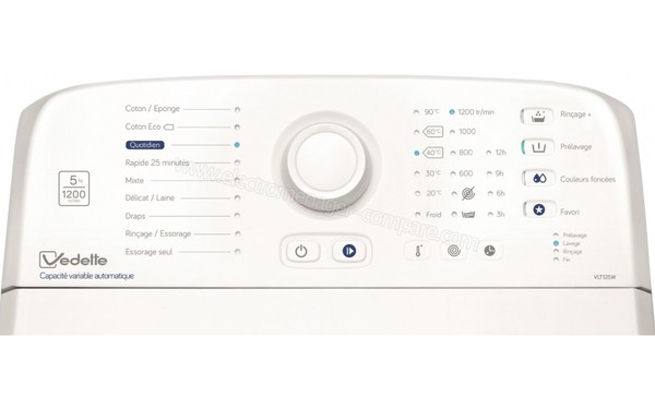 VEDETTE VLT125W - Panneau de commandes (cr&eacute;dit : Boulanger)