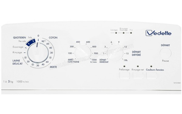 VEDETTE VLT5100W - Panneau de commandes