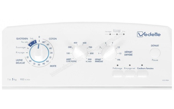 VEDETTE VLT5190W - Panneau de commandes