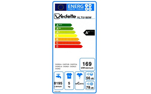 VEDETTE VLT5190W - &Eacute;tiquette &eacute;nergie