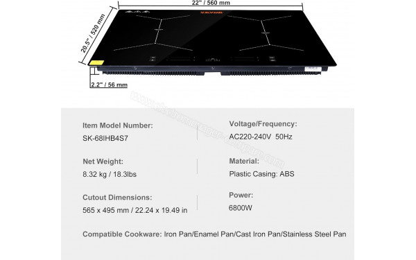VEVOR SK-68IHB4S7 - Dimensions