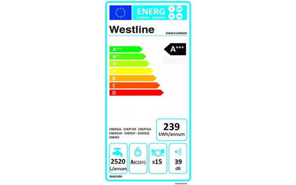 WESTLINE DWW 1539 Inox - &Eacute;tiquette &eacute;nergie