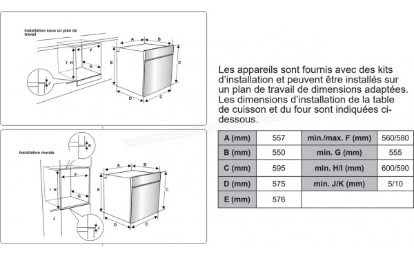 WESTLINE FCNE55B3 - Dimensions