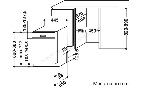 WHIRLPOOL ADG4551IX - Sch&eacute;ma d'encastrement