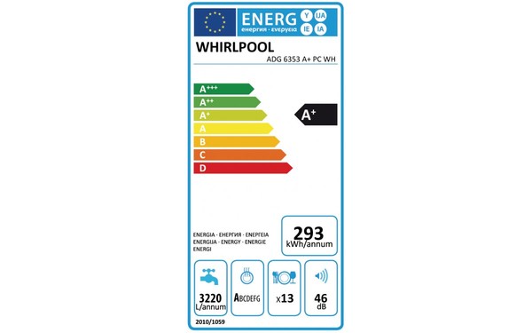 WHIRLPOOL ADG6353A+PCWH - &Eacute;tiquette &eacute;nergie