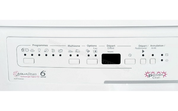 WHIRLPOOL ADP7543GG/1 - Panneau de commandes (cr&eacute;dit : Darty)