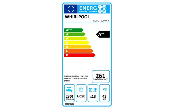 WHIRLPOOL ADPL7020WH - &Eacute;tiquette &eacute;nergie