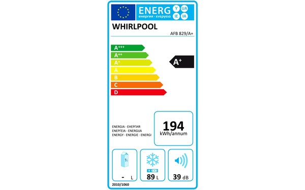 WHIRLPOOL AFB829/A+ - &Eacute;tiquette &eacute;nergie