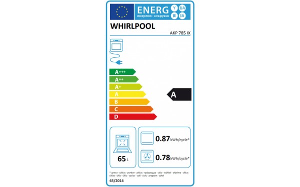 WHIRLPOOL AKP 785/IX - &Eacute;tiquette &eacute;nergie