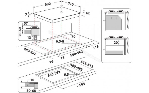 WHIRLPOOL AKT 616/NB - Dimensions