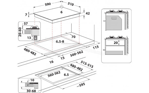 WHIRLPOOL AKTL 629/NB - Dimensions