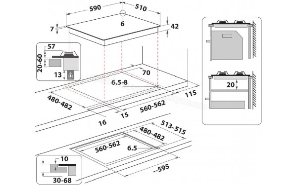WHIRLPOOL AKTL 629/WH - Dimensions