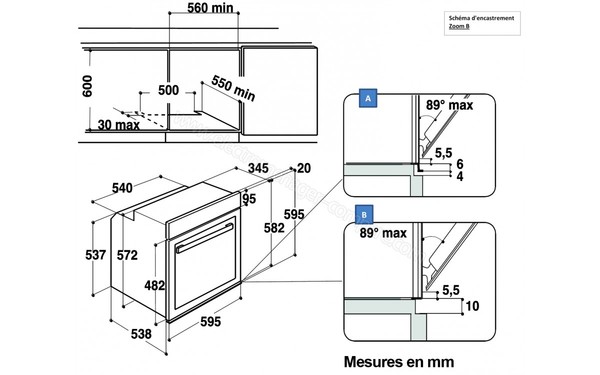 WHIRLPOOL AKZM 7632/NB - Sch&eacute;ma d'encastrement