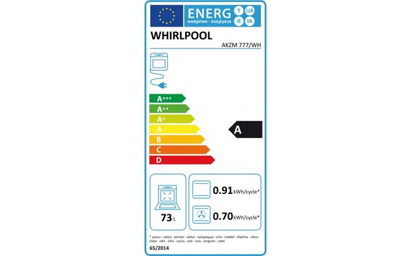 WHIRLPOOL AKZM 777/WH - &Eacute;tiquette &eacute;nergie