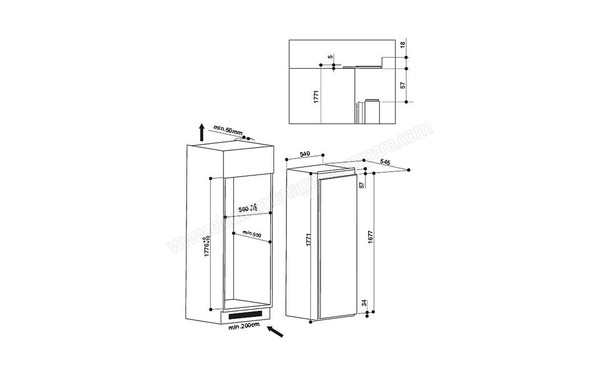 WHIRLPOOL ARG18081A++ - Sch&eacute;ma d'encastrement