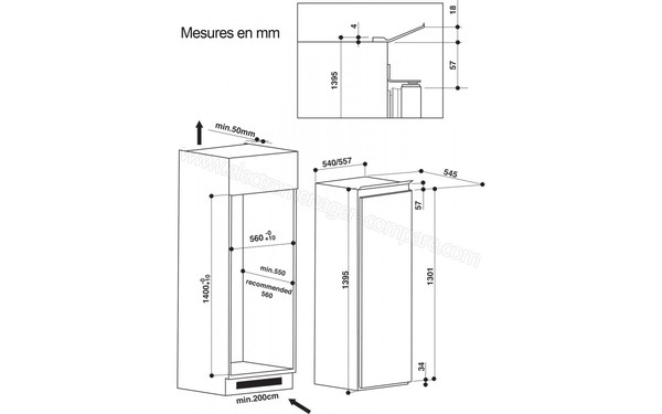WHIRLPOOL ARG8161A++ - Sch&eacute;ma d'encastrement