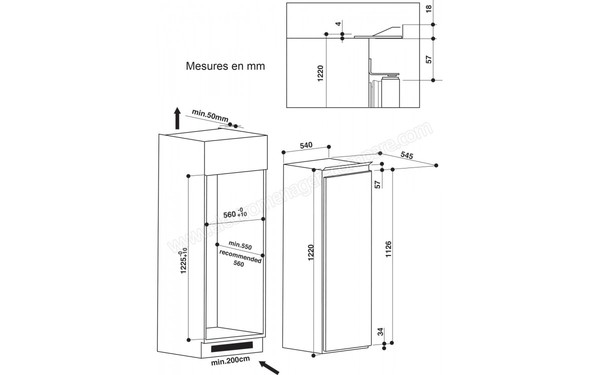 WHIRLPOOL ARG860/A++/1 - Sch&eacute;ma d'encastrement