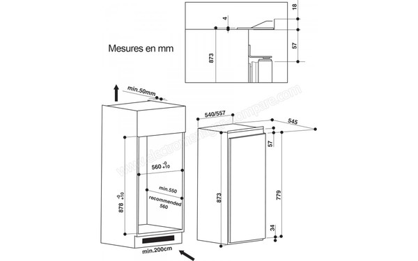 WHIRLPOOL ARG9070A+ - Sch&eacute;ma d'encastrment