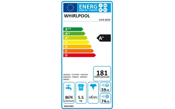 WHIRLPOOL AWE 6650 - &Eacute;tiquette &eacute;nergie