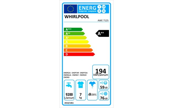 WHIRLPOOL AWE7125 - &Eacute;tiquette &eacute;nergie