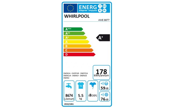 WHIRLPOOL AWE 8877 - &Eacute;tiquette &eacute;nergie