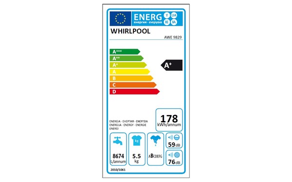 WHIRLPOOL AWE 9829 - &Eacute;tiquette &eacute;nergie
