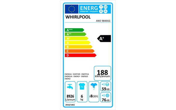 WHIRLPOOL AWE 9840 GG - &Eacute;tiquette &eacute;nergie