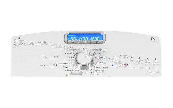 WHIRLPOOL AWE 9850 GG - Panneau de commandes (cr&eacute;dit : Darty)
