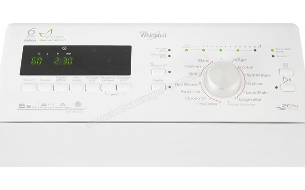 WHIRLPOOL AWE 9855 GG - Panneau de commandes (cr&eacute;dit : Darty)