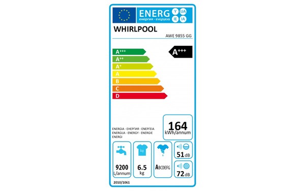 WHIRLPOOL AWE 9855 GG - &Eacute;tiquette &eacute;nergie