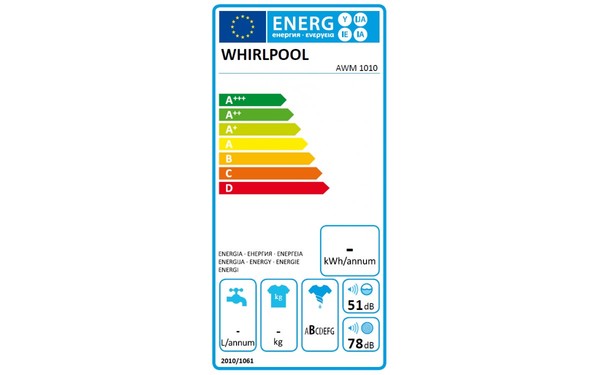 WHIRLPOOL AWM 1010 - &Eacute;tiquette &eacute;nergie