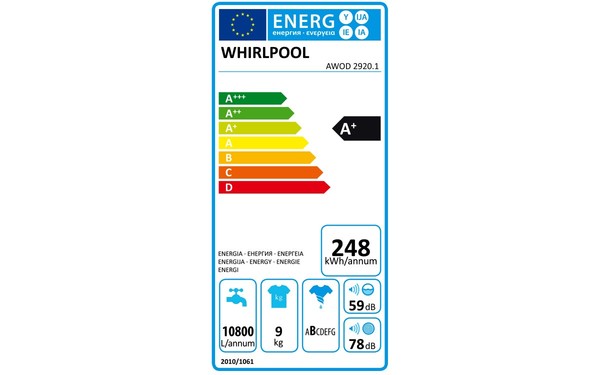 WHIRLPOOL AWOD 2920.1 - &Eacute;tiquette &eacute;nergie