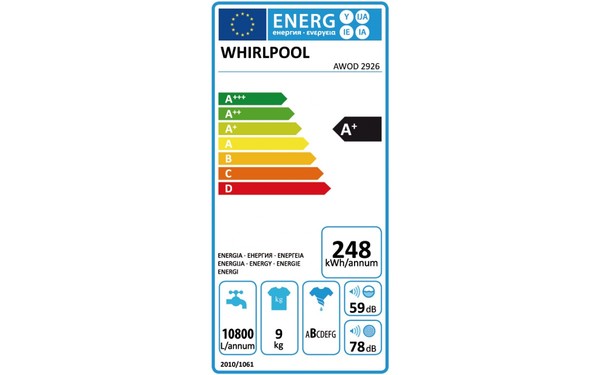 WHIRLPOOL AWOD 2926 - &Eacute;tiquette &eacute;nergie