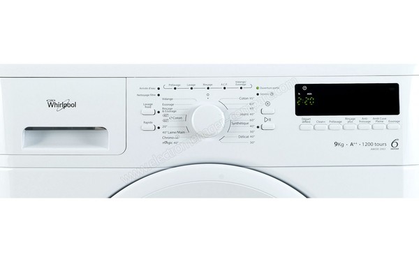 WHIRLPOOL AWOD2931 - Panneau de commandes (cr&eacute;dit : Darty)