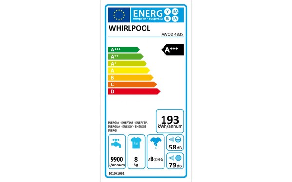 WHIRLPOOL AWOD 4835 - &Eacute;tiquette &eacute;nergie