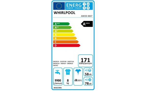 WHIRLPOOL AWOD 4847 - &Eacute;tiquette &eacute;nergie