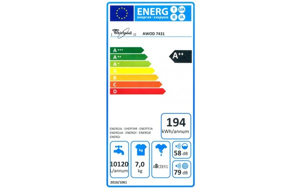 WHIRLPOOL AWOD 7431 - &Eacute;tiquette &eacute;nergie