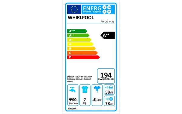 WHIRLPOOL AWOD 7432 - &Eacute;tiquette &eacute;nergie