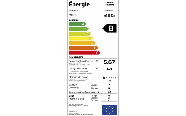 WHIRLPOOL BIWDWG751482EUN - &Eacute;tiquette &eacute;nergie