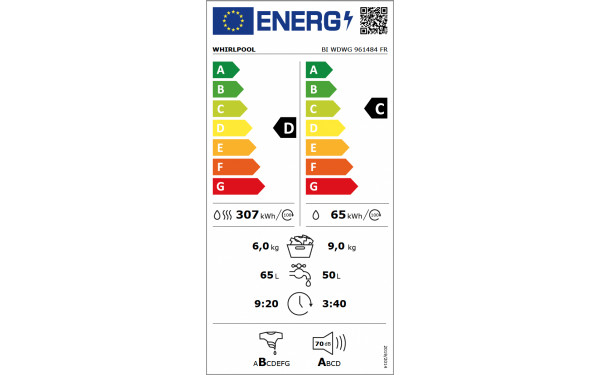 WHIRLPOOL BIWDWG961484FR - &Eacute;tiquette &eacute;nergie v2