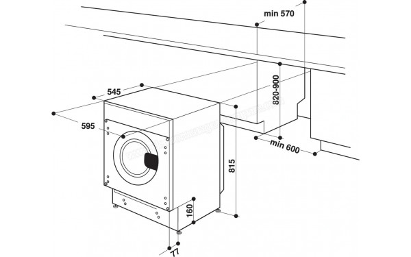 WHIRLPOOL BIWDWG961485FR - Dimensions