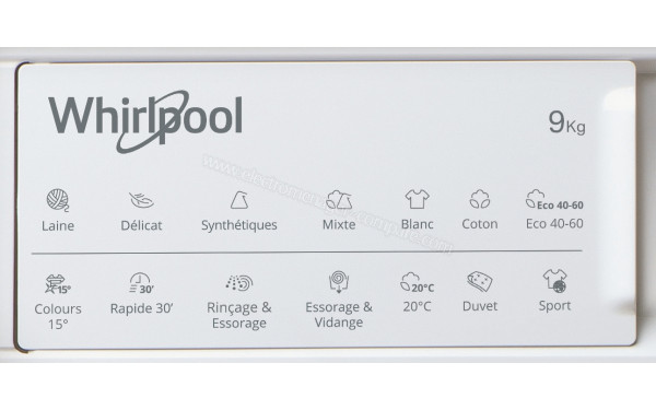 WHIRLPOOL BIWMWG91484FR - Vue des programmes