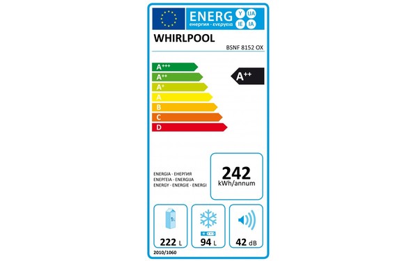 WHIRLPOOL BSNF8152OX - &Eacute;tiquette &eacute;nergie