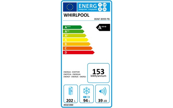WHIRLPOOL BSNF8999PB - &Eacute;tiquette &eacute;nergie