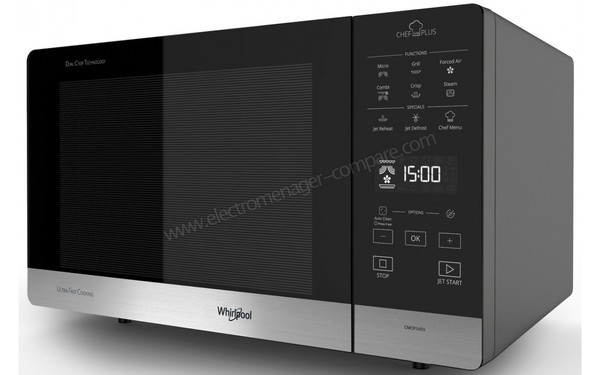 WHIRLPOOL CMCP 34R9 BL - Vue 3/4 droite (cr&eacute;dit : Darty)