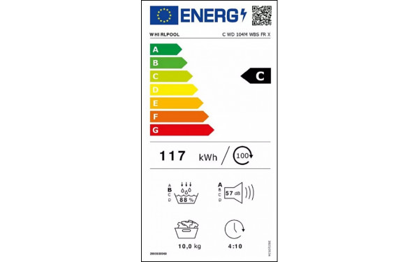 WHIRLPOOL CWD104MWBSFRX - &Eacute;tiquette &eacute;nergie v2