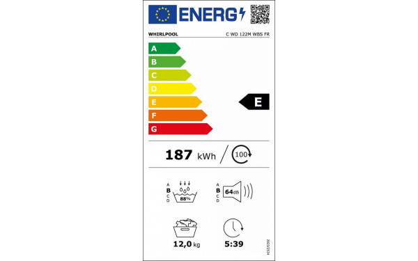 WHIRLPOOL CWD122MWBSFR - &Eacute;tiquette &eacute;nergie v2