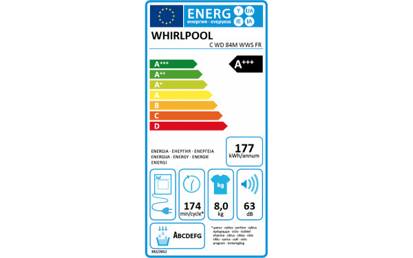 WHIRLPOOL CWD84MWWSFR - &Eacute;tiquette &eacute;nergie