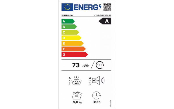 WHIRLPOOL CWD86MWBRFR - &Eacute;tiquette &eacute;nergie v2